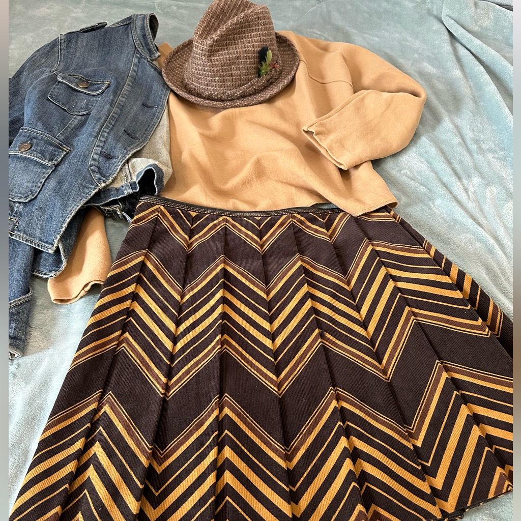 Mark Jacobs Brown Chevron Skirt